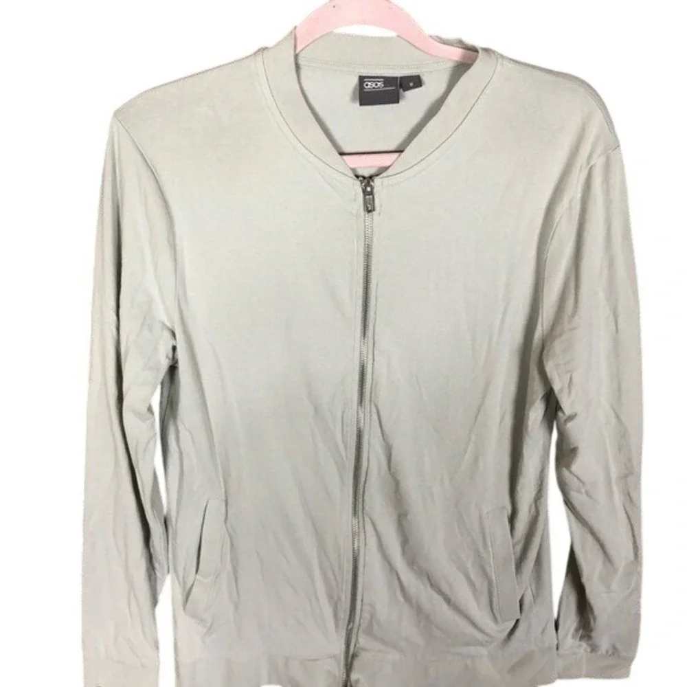 ASOS women's Gray Bomber Style Zip Up Cardigan Jacket‎ Size Medium